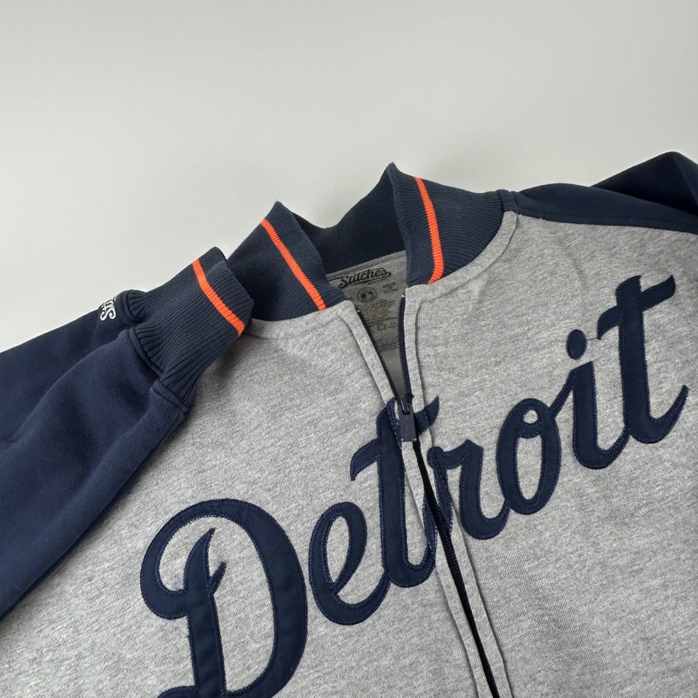 Stitches Mens XL Detroit Tigers Full Zip Track Jacket Blade Collar Blue Orange